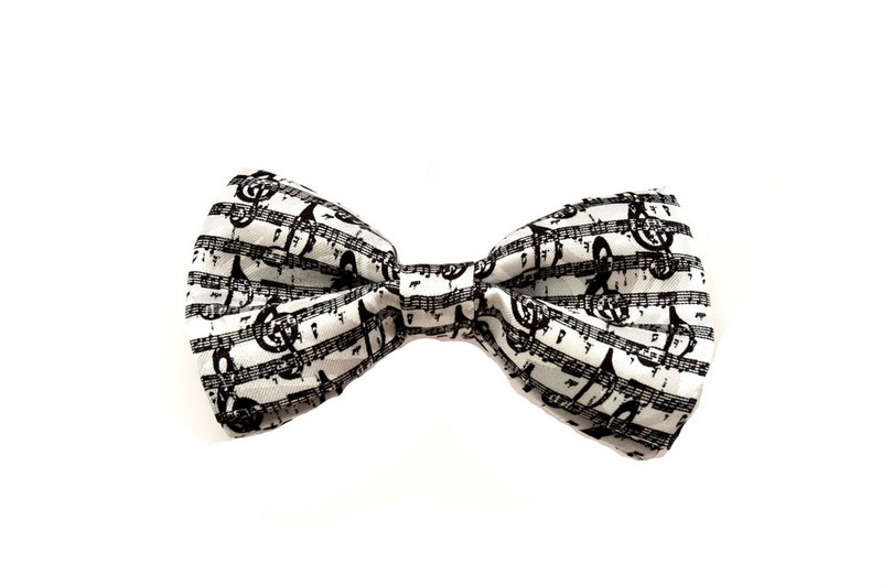 Clef Notes w/Score White Bow Tie